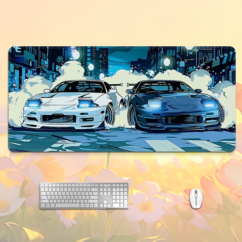 Two White Sports Cars Large Mo - Desk Setup For Two Laptops ulasan dan harga