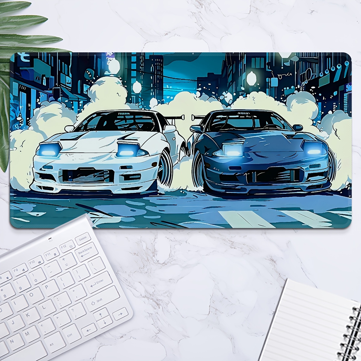 Two White Sports Cars Large Mo - Desk Setup For Two Laptops ulasan dan harga