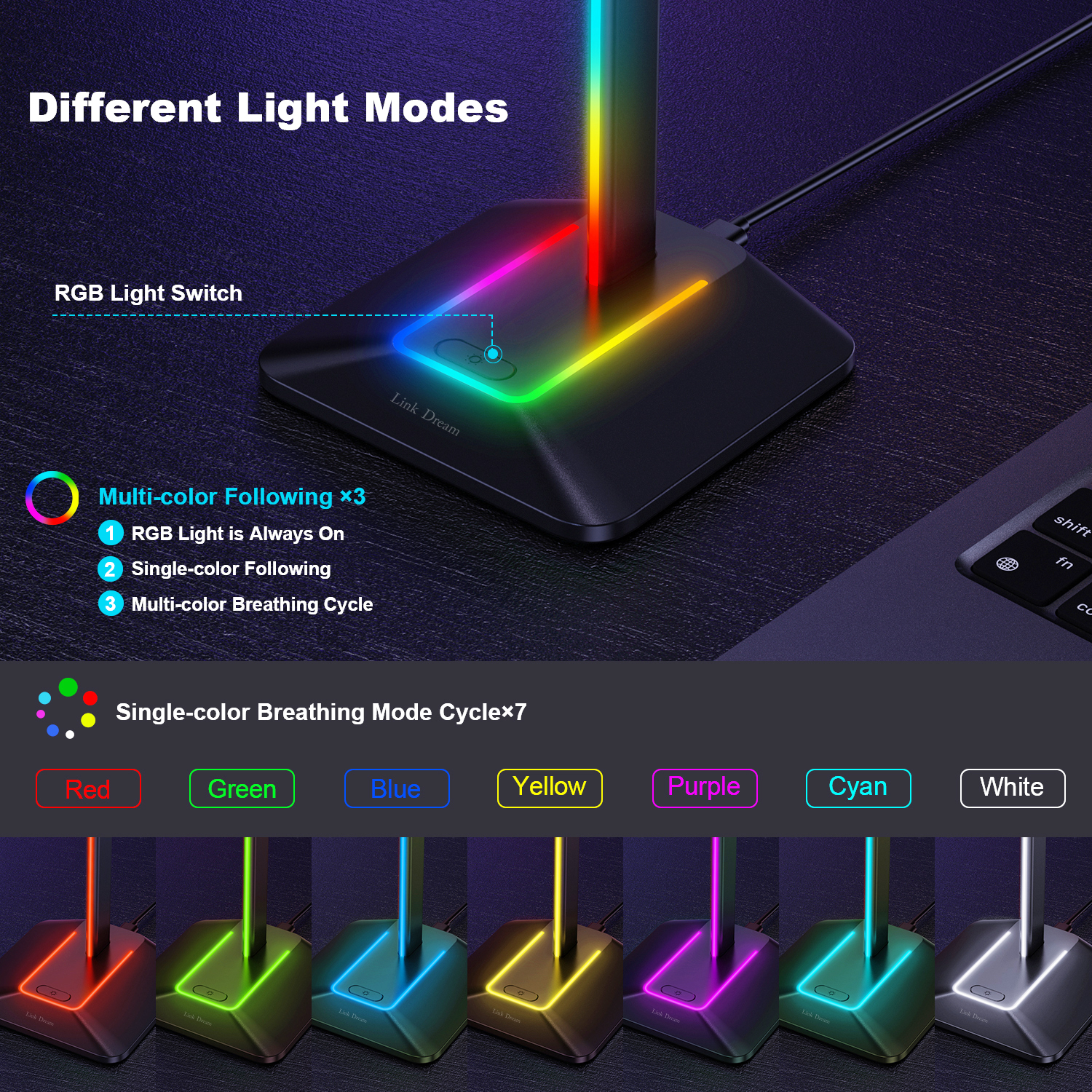 New Bee Z8 RGB Headphones Stan - Headphone Hook Under ulasan dan harga