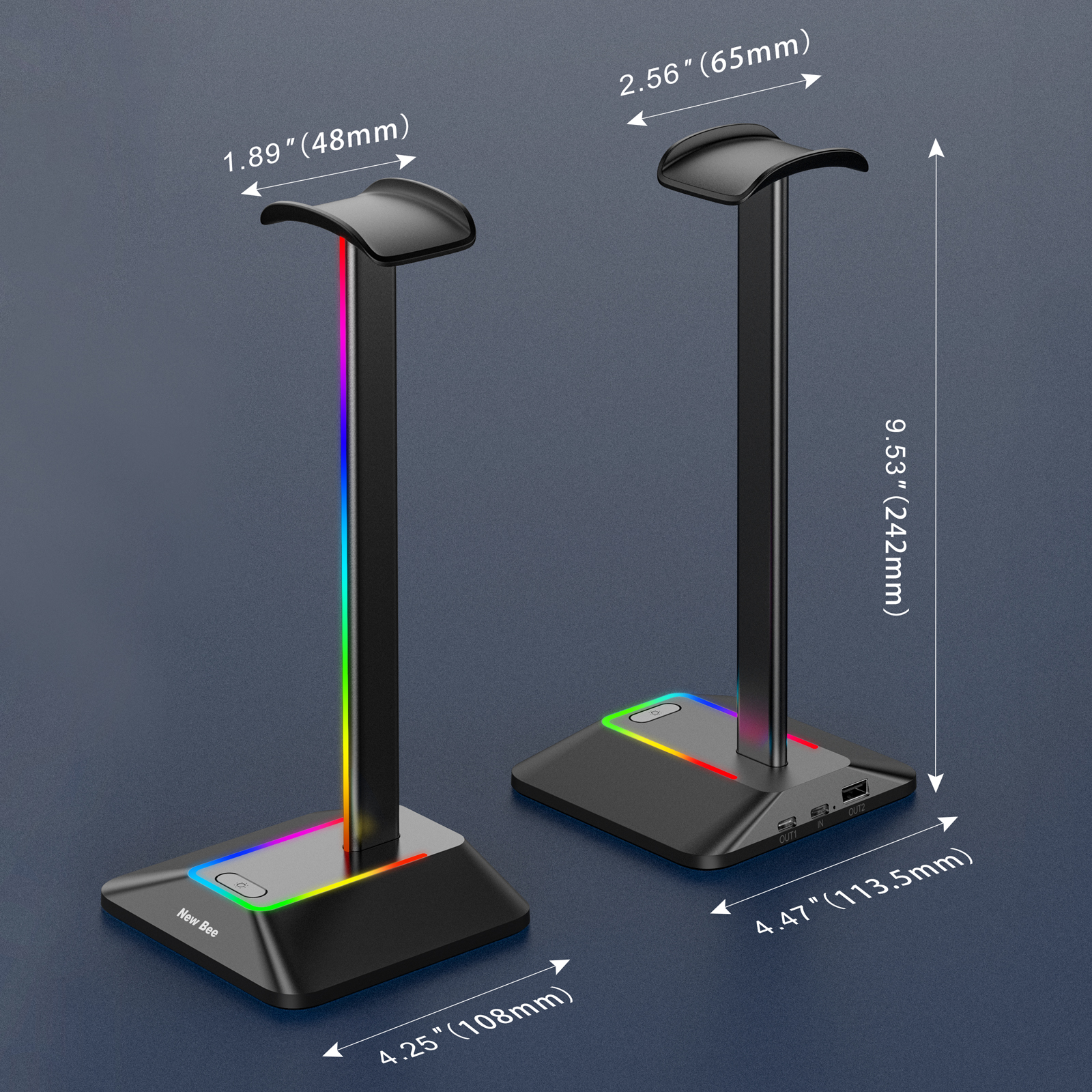 New Bee Z8 RGB Headphones Stan - Headphone Hook Under ulasan dan harga