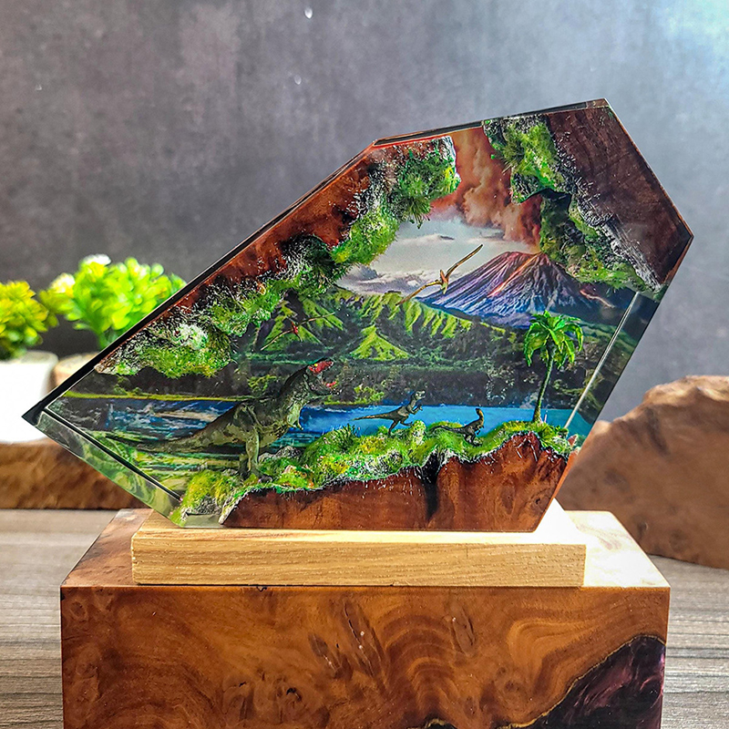 Table Resin Lamp Dinosaur Figu - Desk Setup At Home ulasan dan harga