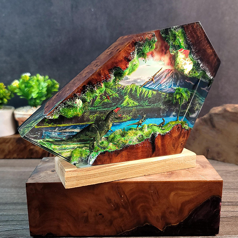 Table Resin Lamp Dinosaur Figu - Desk Setup At Home ulasan dan harga