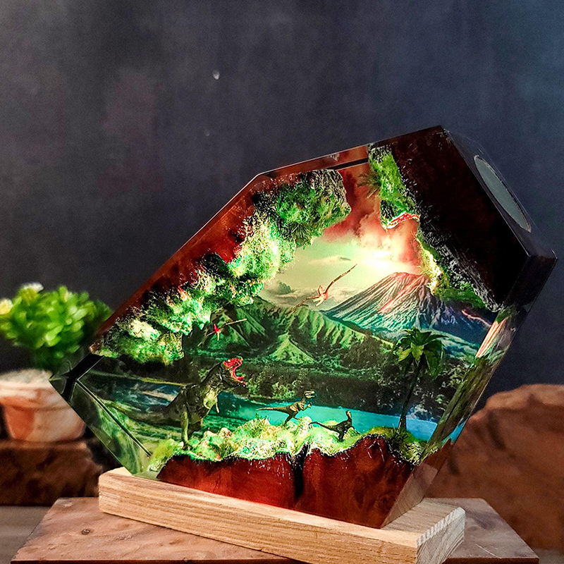 Table Resin Lamp Dinosaur Figu - Desk Setup At Home ulasan dan harga