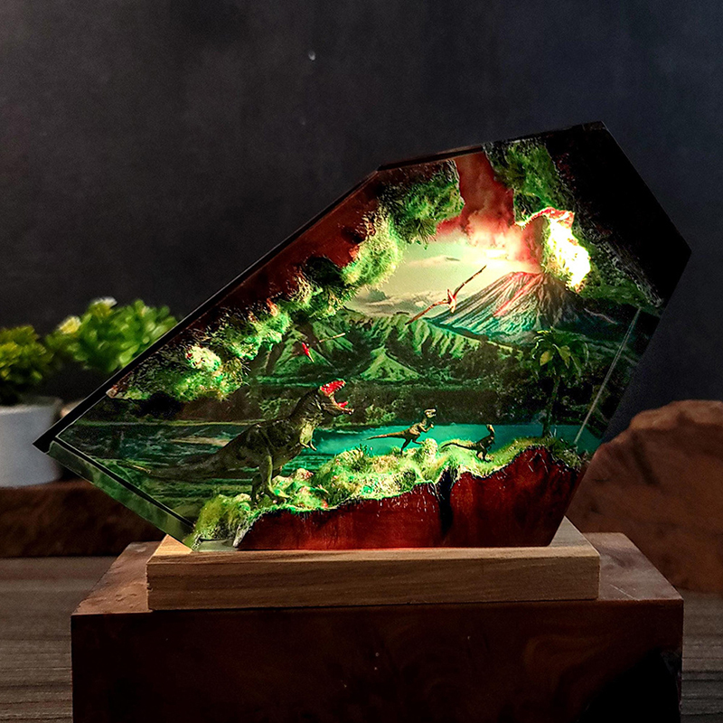 Table Resin Lamp Dinosaur Figu - Desk Setup At Home ulasan dan harga
