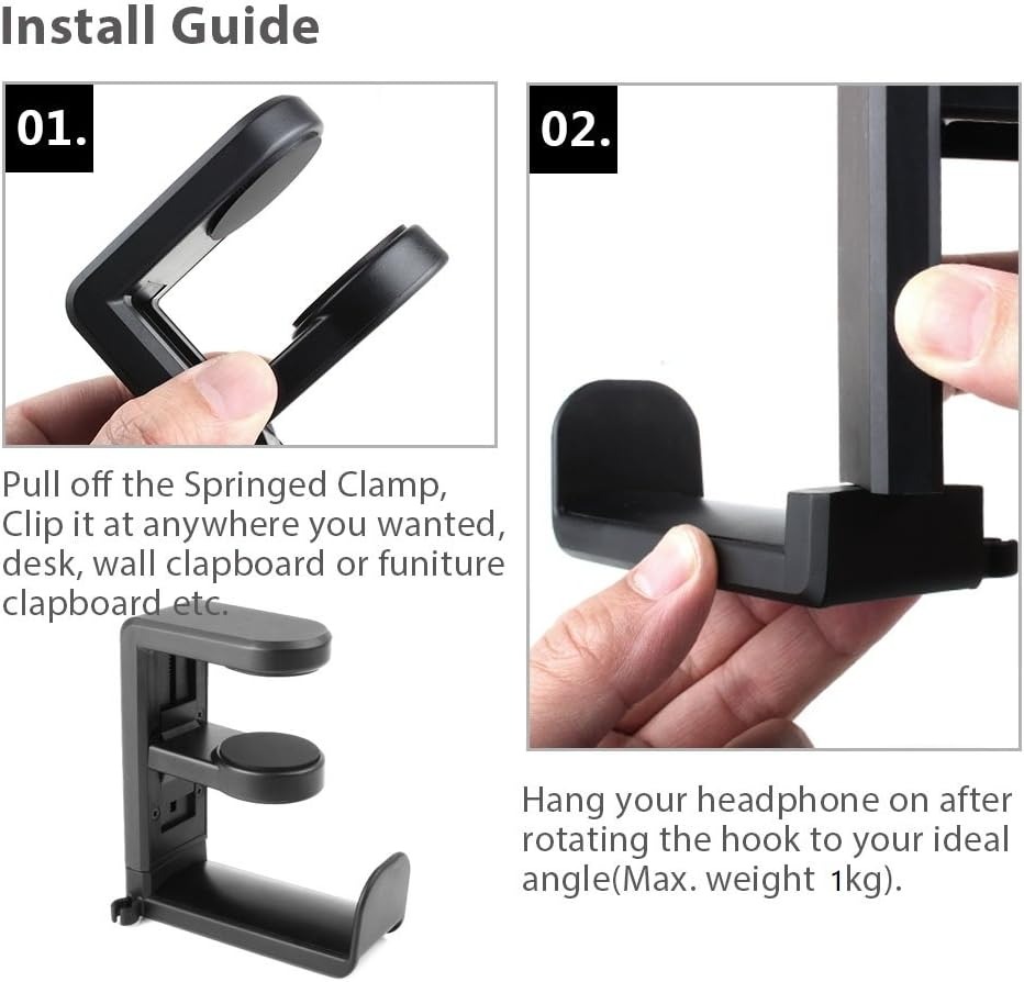 No Punch Table Clip Hook Headp - Headphone Hook Under ulasan dan harga