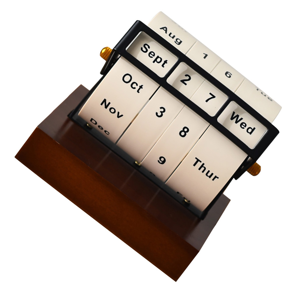 Rotary Perpetual Calendar Wood - Desk Setup Vintage ulasan dan harga
