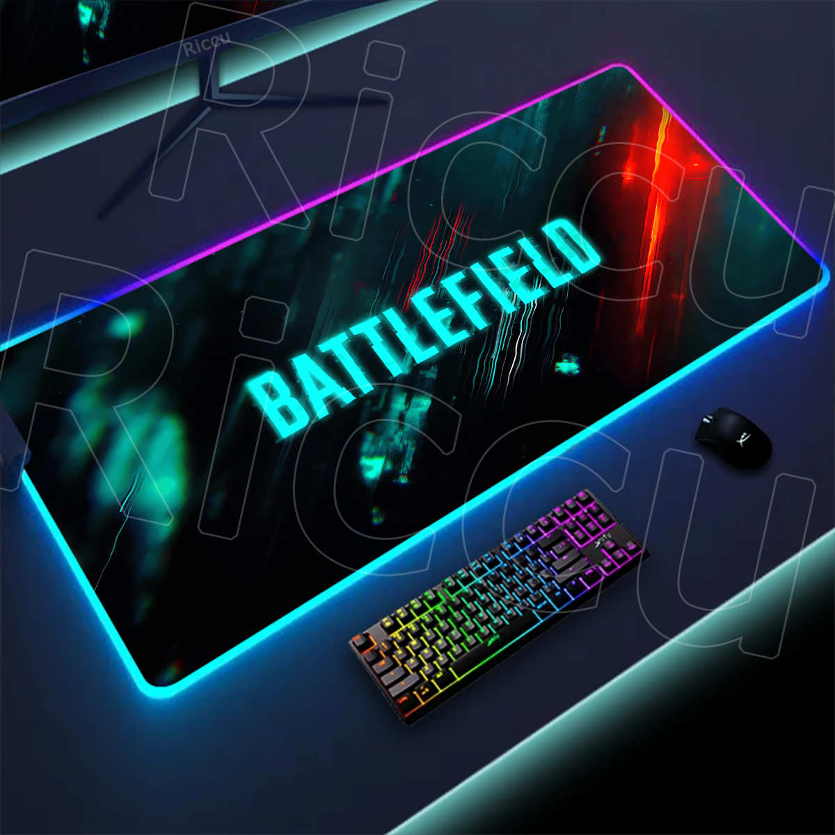 New Gamer Rgb Desk Mat Back Li - Desk Setup Game ulasan dan harga