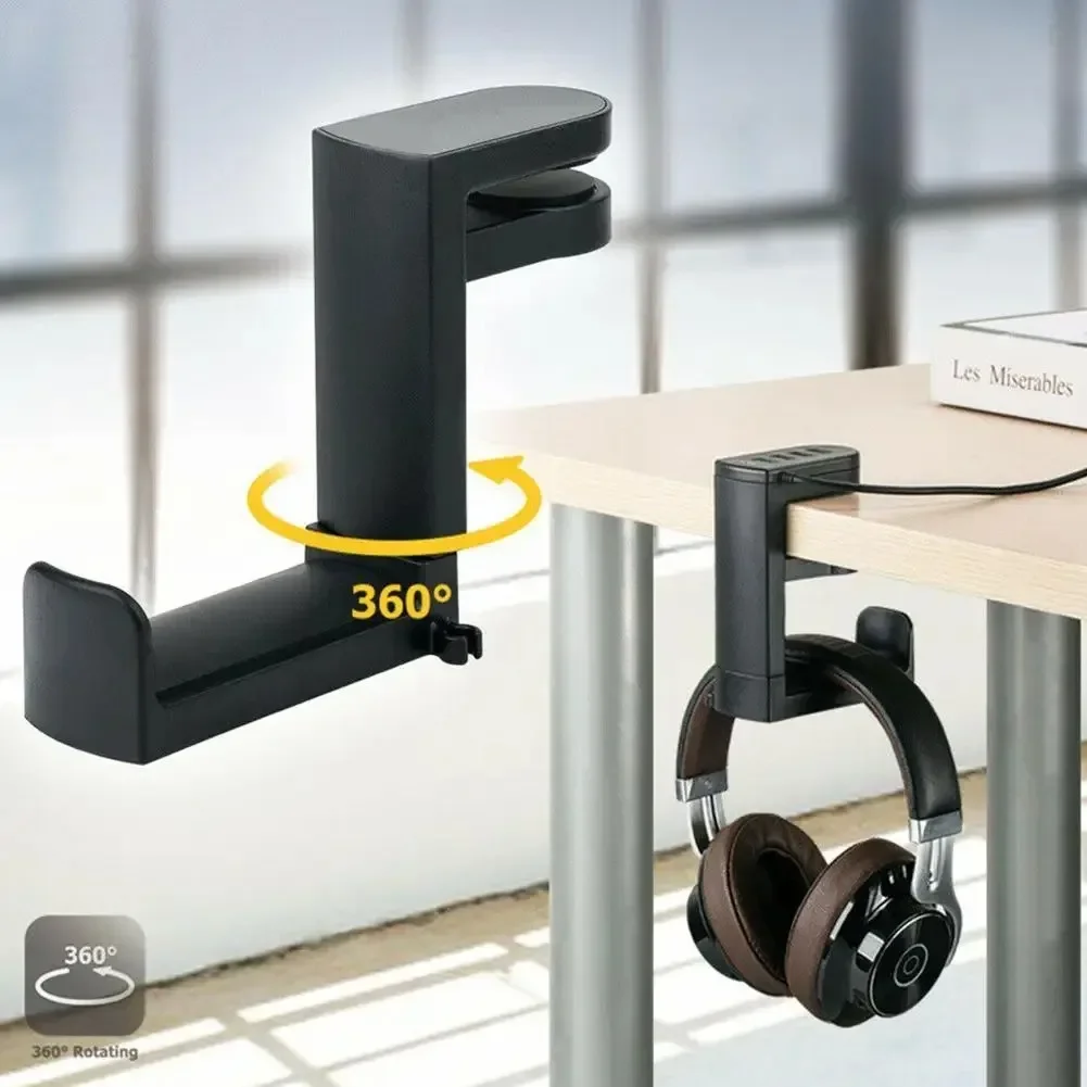 Rotatable Headphone Holder Uni - Headphone Hook Under ulasan dan harga