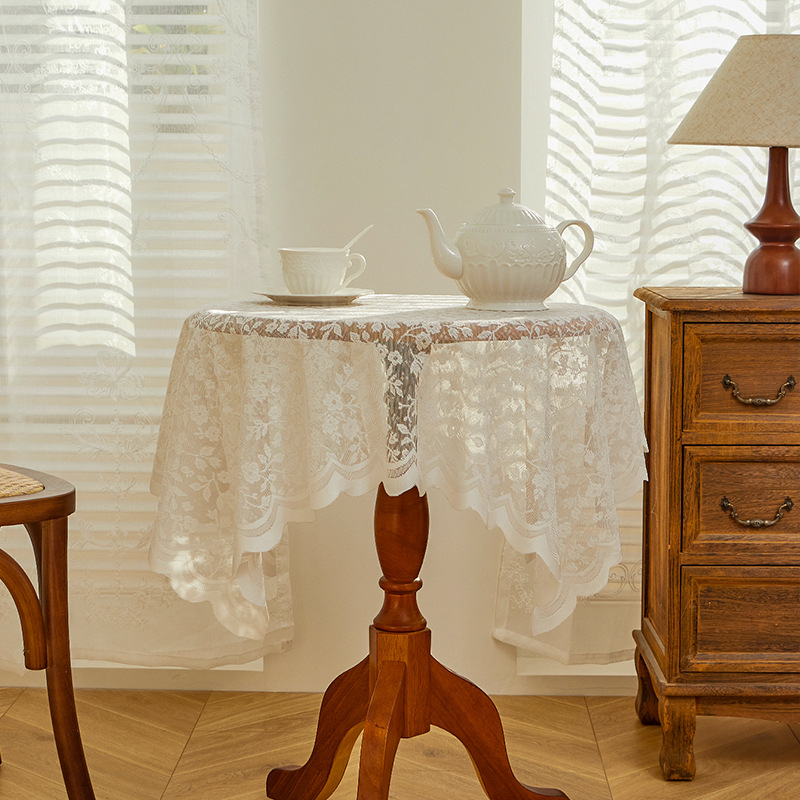 White lace tablecloth, vintage - Desk Setup Vintage ulasan dan harga