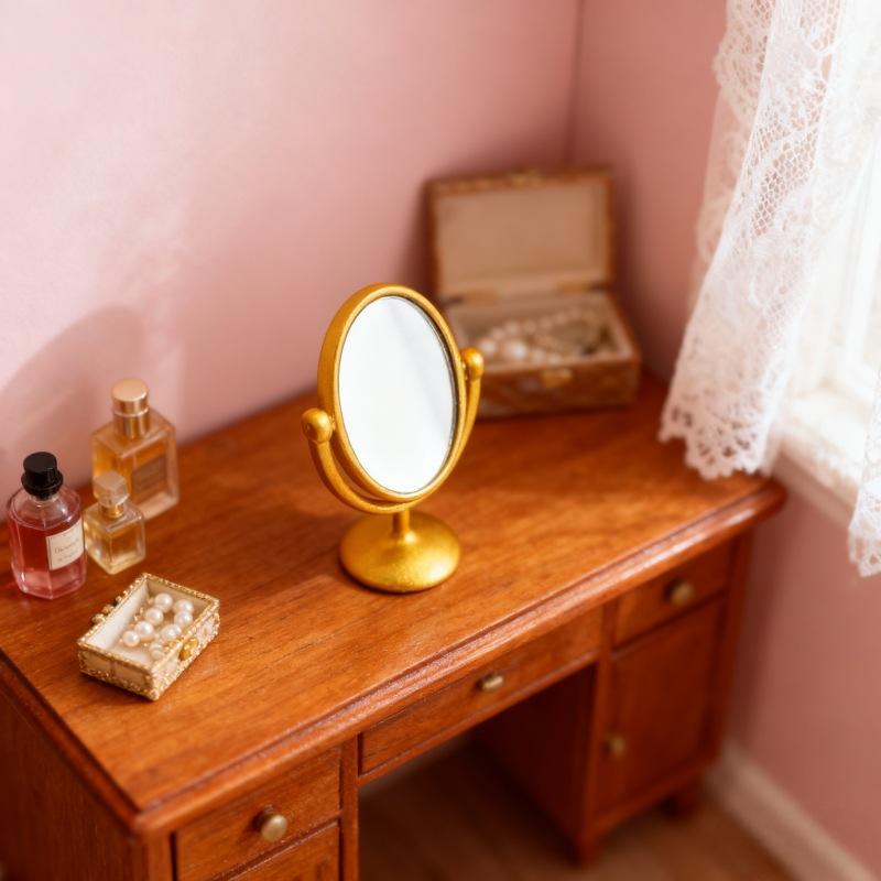 1Pcs Miniature Retro Mirror Dr - Desk Setup Vintage ulasan dan harga