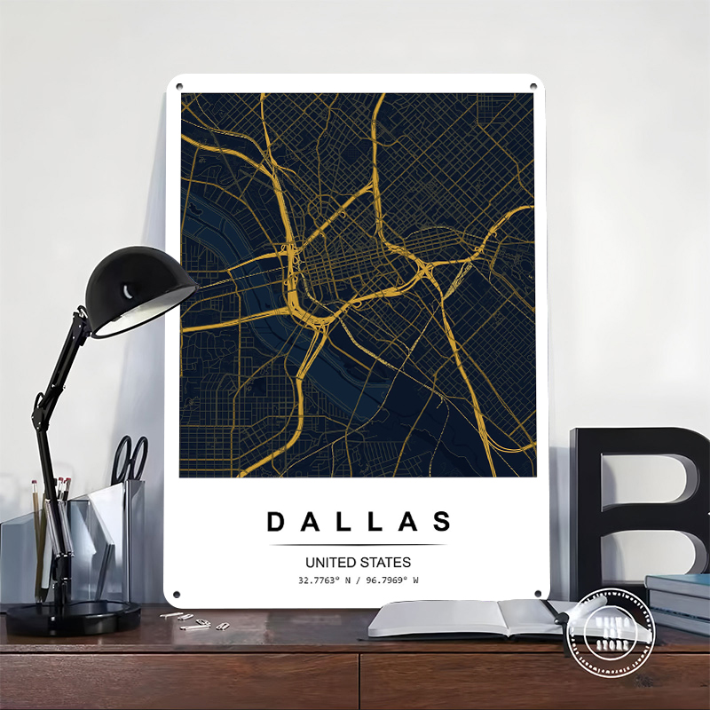 Dallas City Map Art Printed Po - Desk Setup Vintage ulasan dan harga
