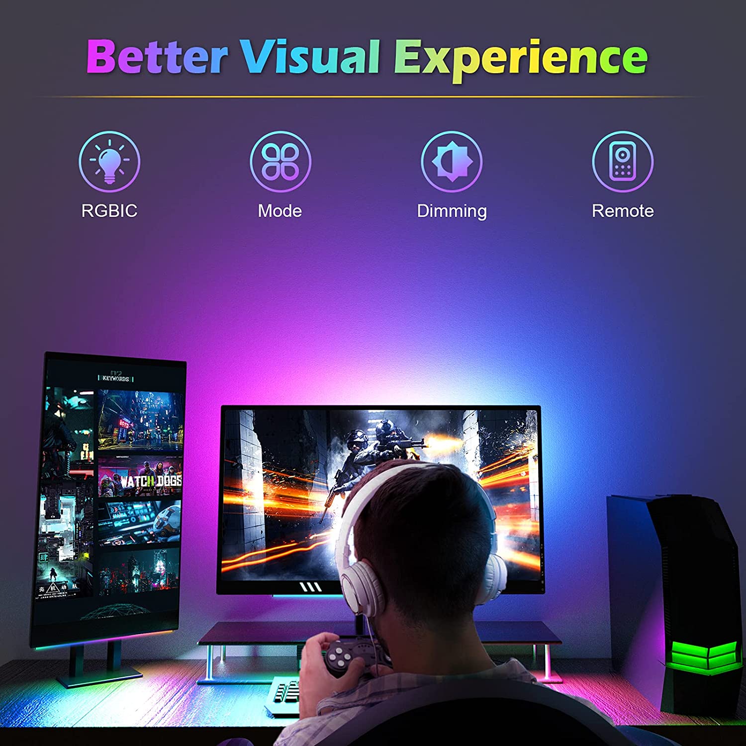 Under Monitor Light Bar RGB Dr - Desk Setup Game ulasan dan harga